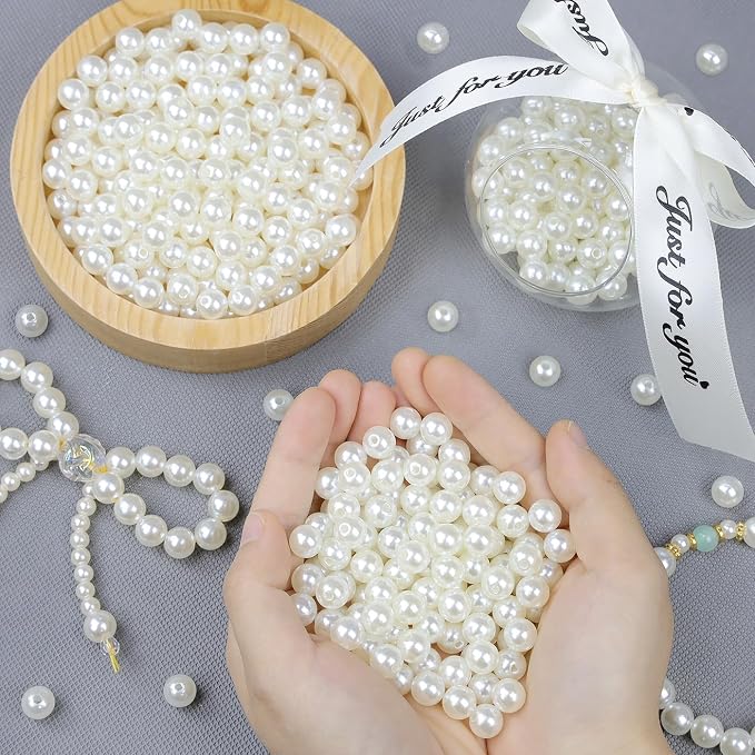 DUQGUHO 10mm Pearl Beads for Crafting White Beads Bulk for Jewelry Making Fake - Image 5