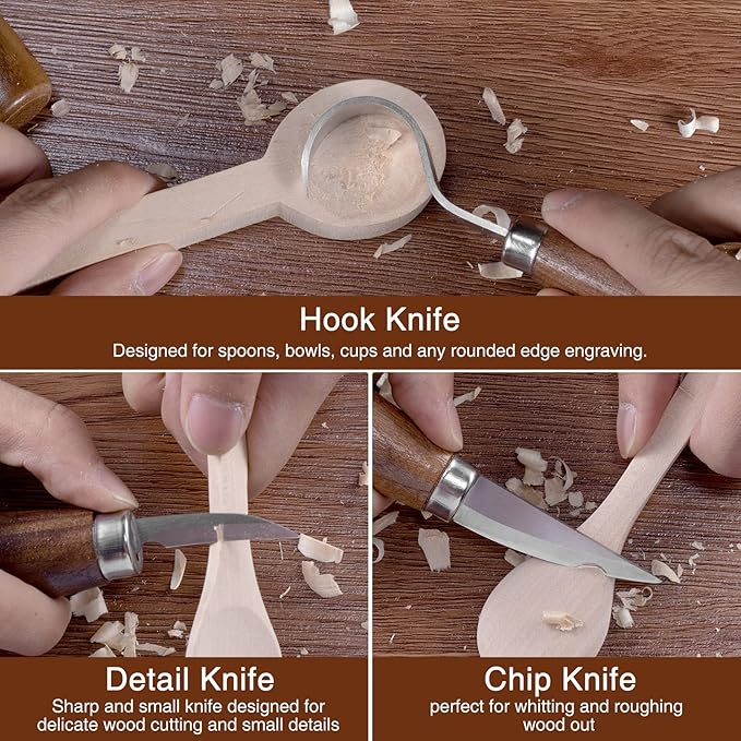 YHLAWM Wood Whittling Kit for Beginners, 18 Pcs Wood Carving Kit with 6 Pcs Carving Knives & 8 Pcs Basswood Blocks, Starters Carving Set, Gift Set for Kids and Adults