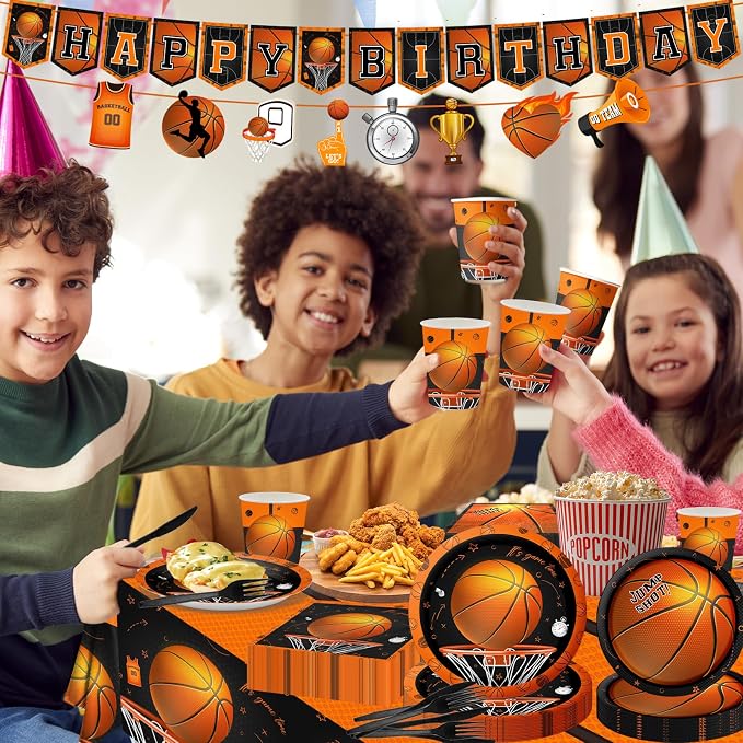 CMUSKO Basketball Party Supplies, Include Basketball Plates and Napkins - Image 4