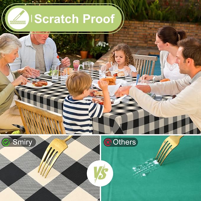 Smiry Rectangle Table Cloth, Waterproof Vinyl Tablecloths - Image 5
