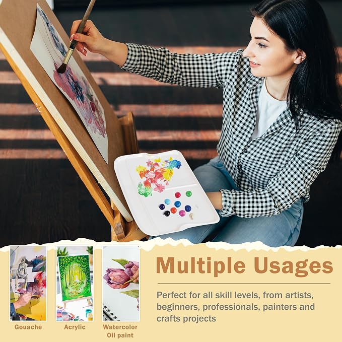 DUGATO Rectangular Plastic Paint Palette, 13.8 x 9 in | 3 Large Mixing Wells - Image 5