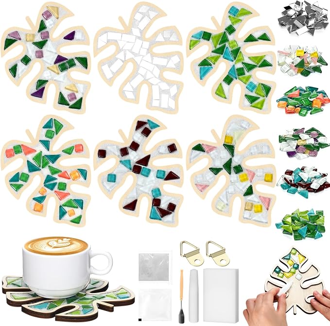 Honeydak 6 Sets DIY Leaves Glass Mosaic Tiles by Honeydak