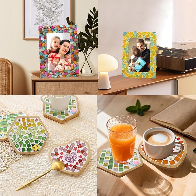 6 Sets DIY Glass Mosaic Tiles for Crafts Mixed Color Mosaic Kits - Image 8