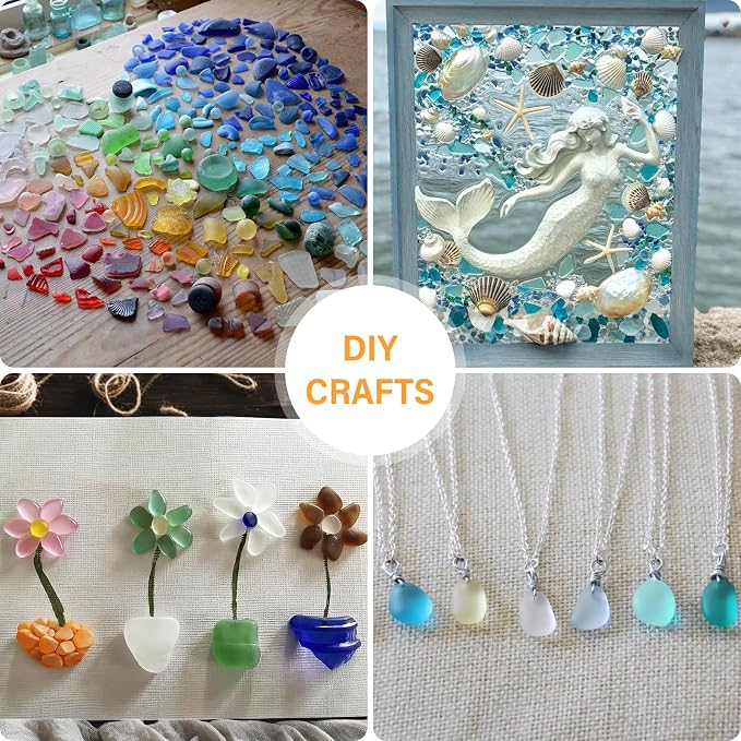 QEQEKAKA Sea Glass Stones for Crafts About 1LB Glass Pebbles Gemstones Bulk for - Image 3