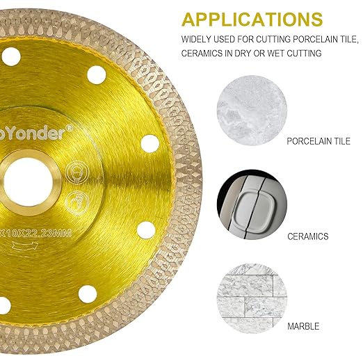 GoYonder 3 Pack 4.5"D115mm Super Thin Diamond Ceramic Saw Blade Porcelain Cutting Blade for Cutting Ceramic Or Porcelain Tile