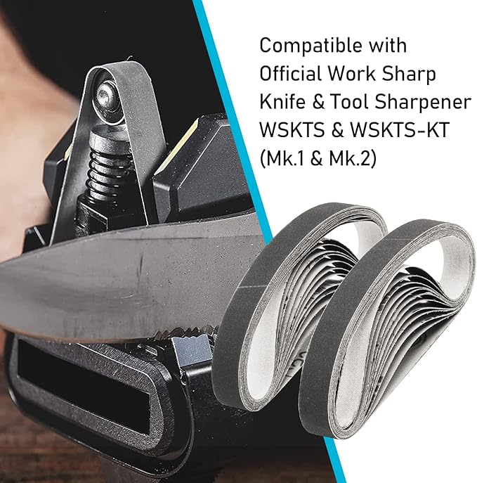1/2" x 12" Knife Sharpener Replacement Belts Kit, 400 Medium Grit Sanding Belts for Work Sharp Original Knife Sharpener & Tool Sharpener,24 Pack