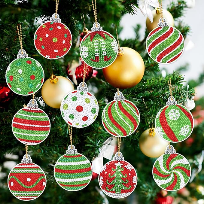 FRVCRS 12Pcs Christmas Diamond Art Keychains DIY Art Christmas Ornaments - Image 4