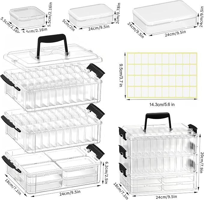 Bead Organizer Box 58 Pcs, 3-Tier Stackable Storage Box, and 3 Different - Image 2