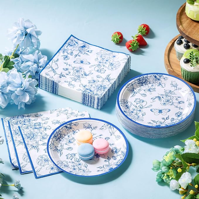 Zhehao 120 Pcs Disposable Paper Plates and Napkins Bulk Birthday Party - Image 7