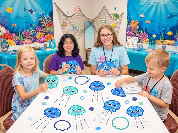48PCS Summer Crafts: Paper Jellyfish Suncatchers DIY Kits, Window Stained Glass - Image 4