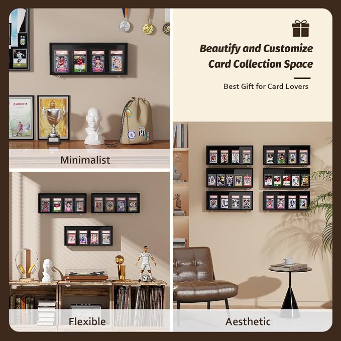 Emfogo Card Display Case, 3 Pack Trading Card Display Frame Wall Mount - Image 6