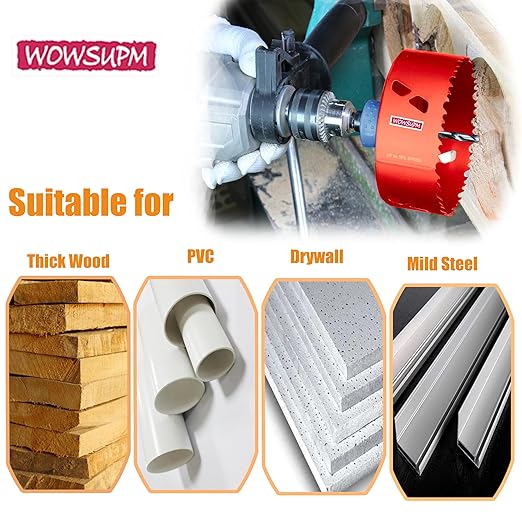 5-1/4 Inch Deep HSS Bi Metal Hole Saw Cutter with Arbor Cutting Depth 2.1” for Metal Thick Wood PVC Drywall Aluminum Big Slot New Sharp Teeth Heavy Duty Hole Saw Bit