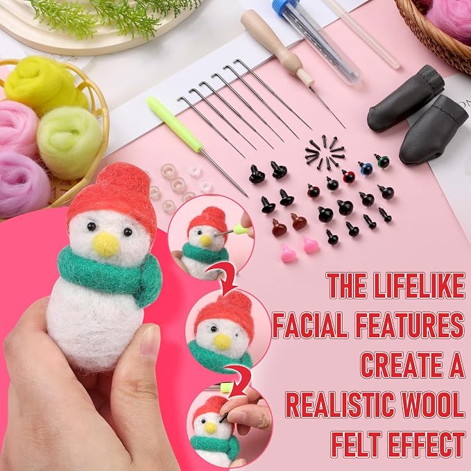 JUPEAN Needle Felting Kits, 60 Colors Wool Roving, Wool Felting Kit - Image 6