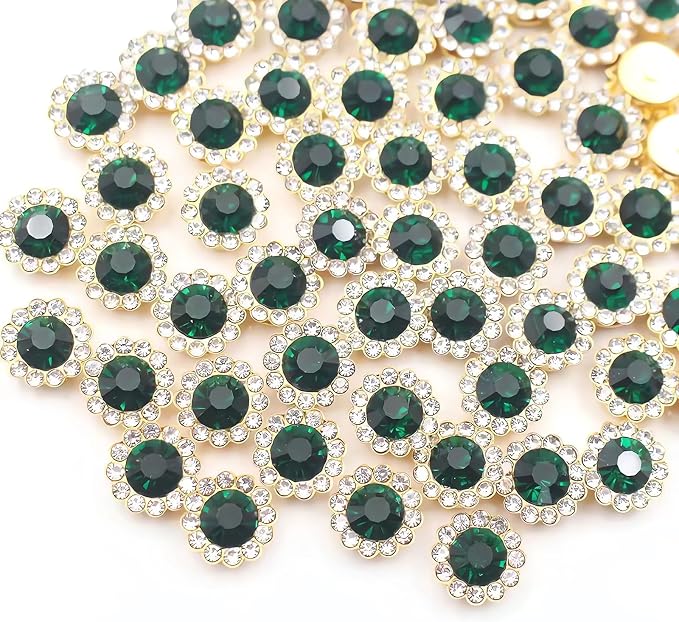 12mm 150pcs Dark Green Sew on Rhinestones, Crystals Glass Gems by Unknown
