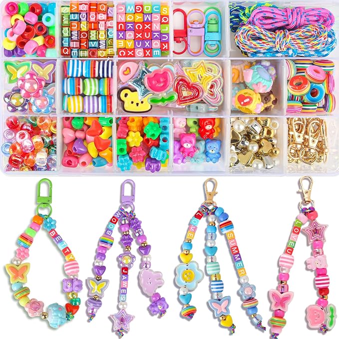 Ecoofor 633 PCS Beaded Keychain Making Kit, Acrylic Alphabet Letter Beads by Ecoofor