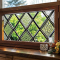Diamond Grid Privacy Window Film 17.71x39.97 Inch Textured Green Glass Look by Unknown