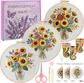 Uniartfy 3 Sets Sunflower Embroidery Kits by Uniartfy