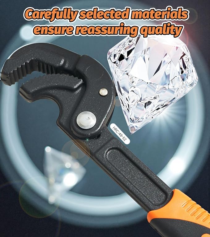 2 PCS 0.55“-2.36”self adjusting pipe wrenches，Grade 45 High Carbon Steel self locking wrench, 14mm-60mm self adjusting wrench (Large size)