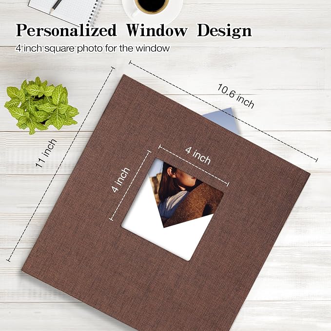 potricher Large Photo Album Self Adhesive 3x5 4x6 5x7 8x10 Pictures Linen Cover - Image 2