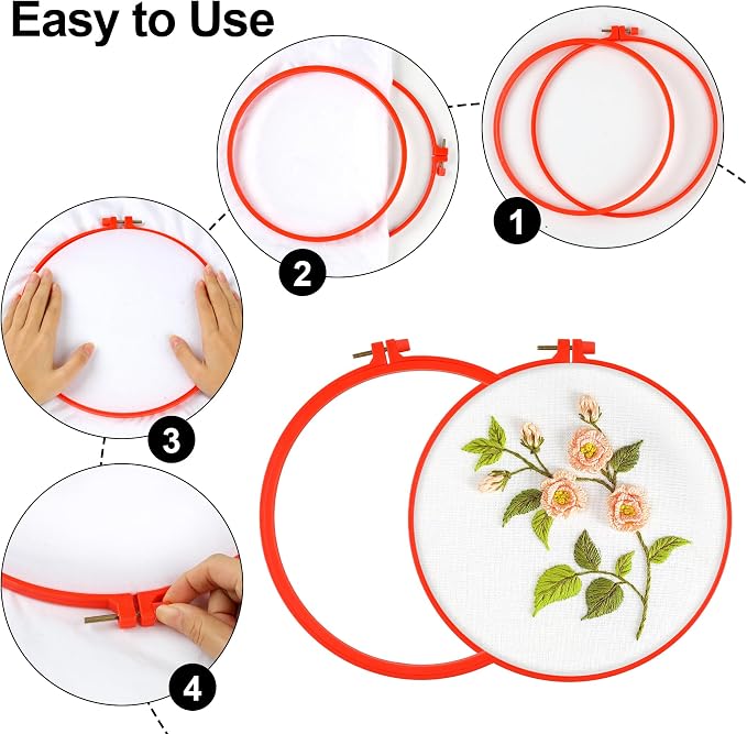Phinus 6 Pcs Embroidery Hoop 6 Size, Round Plastic Cross Stitch Hoop - Image 5