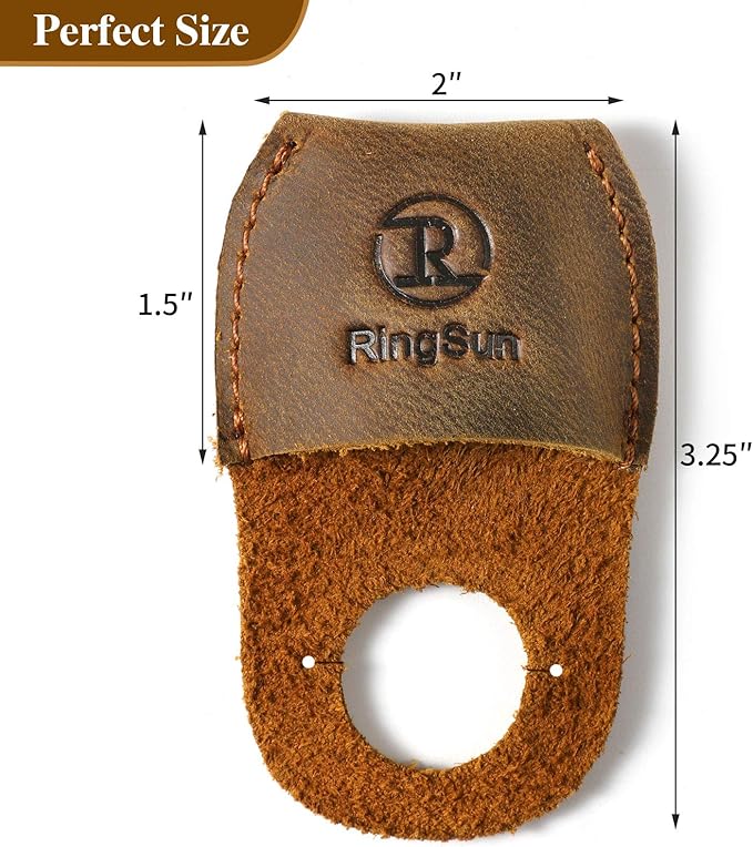 Ringsun Thumb Guard Wood Carving Tools, Leather Finger Protector, Handmade Carpenter Working Carving Kit Accessories Brown RS40