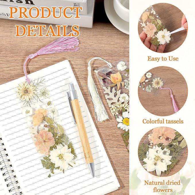 20 Sets Dried Flower Bookmark Making Kit Transparent Bookmark DIY Projects - Image 3