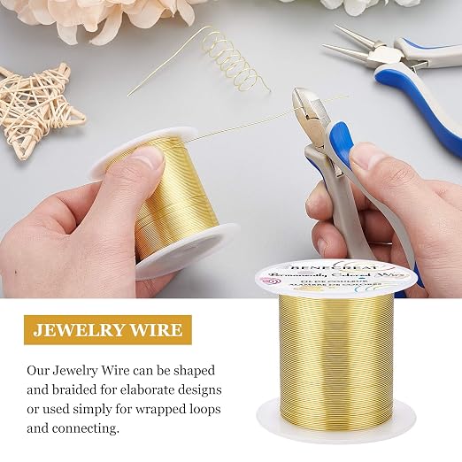 BENECREAT 22 Gauge 164FT Tarnish Resistant Gold Wire Jewelry Beading Wire - Image 4