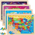 SYNARRY Large US World Earth Solar System Wooden Puzzles by SYNARRY