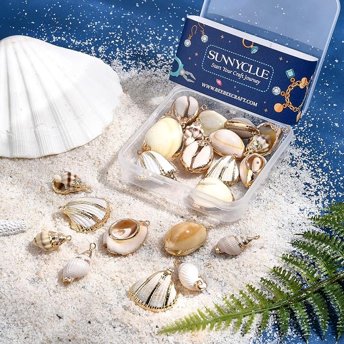 SUNNYCLUE 1 Box 24Pcs 6 Style Electroplate Spiral Seashells Charm Craft Charms - Image 4
