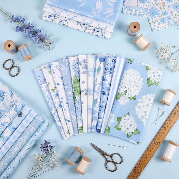25 Pcs Blue Quilting Fabric Scraps - Image 2