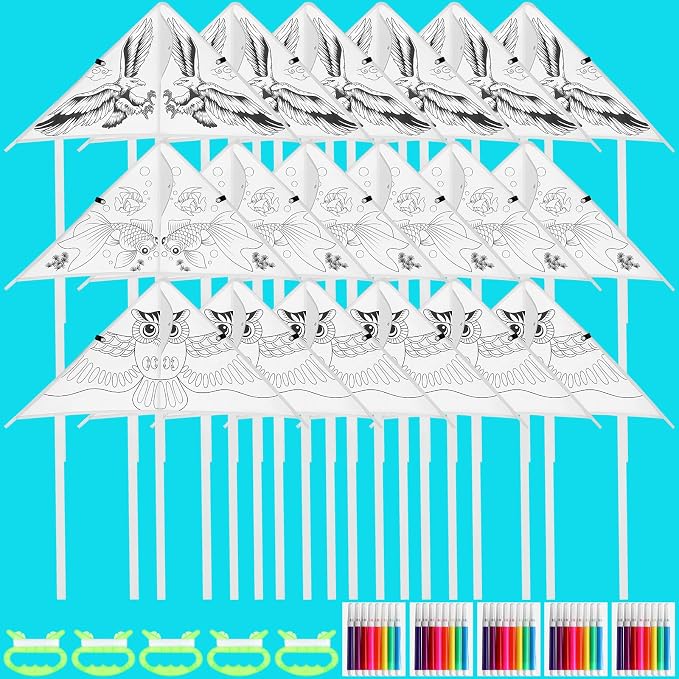 20 PCS DIY Color Filled Kite for Kids Kite Making Kit Bulk, Painting Kites by Unknown
