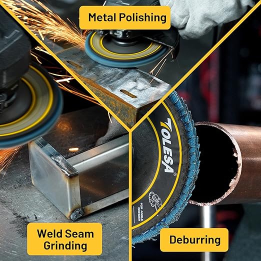 TOLESA Flap Discs 4 1/2 for Angle Grinder, 40 Grit Type 29 Zirconia Grinding Disc for Stainless Steel, Sheet Metal, Cast Iron (24 Pack)