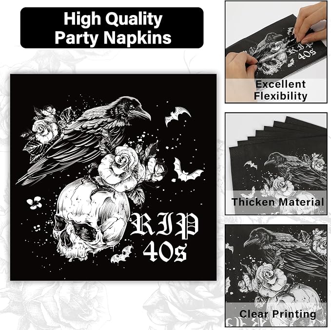 Qyeahkj 100 Pcs 50th Birthday Plates and Napkins Party Supplies Death To My - Image 4