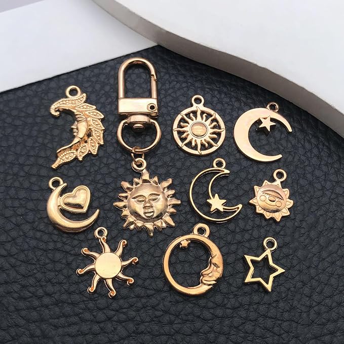 WOCRAFT 60pcs KC Gold Sun Moon Star Charms Bracelet Charms - Image 6