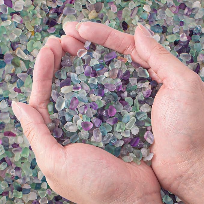 14 Oz Fluorite Aquarium Gravel Rocks Crystal Chips Stones, Natural Tumbled by EZEELAI