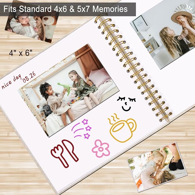10 x 10 Inch Scrapbook Photo Album, Hardcover Kraft White Pages Arch Window - Image 6