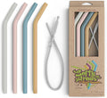 Premium Reusable Silicone Drinking Straws + Patented Straw Squeegee by SoftyStraws