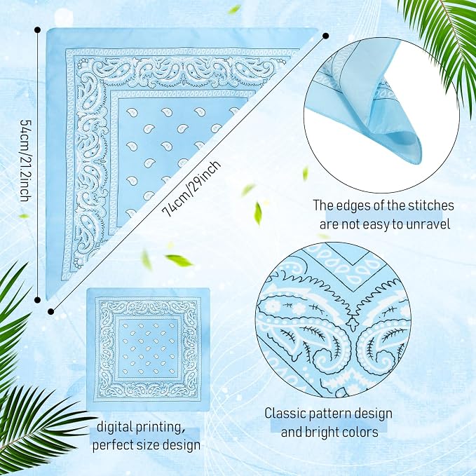 100 Pack Bandanas Unisex Paisley Bandanas Bulk Multi Purpose Cowboy Head Wrap - Image 4