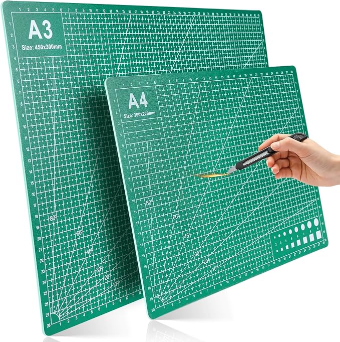 2 Pcs Large Cutting Mat Self Healing, Double Sided, Grid Line And Angles Help by ZenBeya