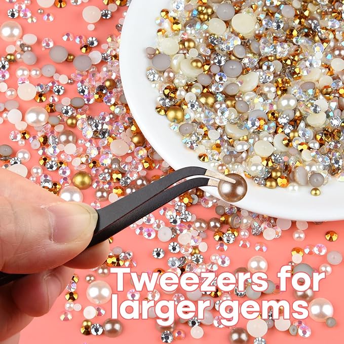 ASTARON 50g Mix Flatback Rhinestones Half Pearls - Image 6