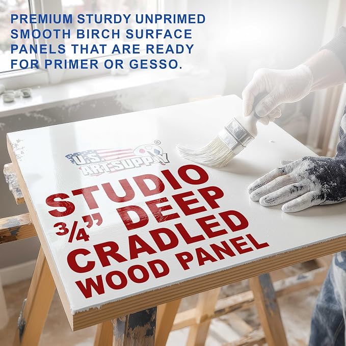 U.S. Art Supply 11" x 14" Unfinished Cradled Wood Panels - Image 3