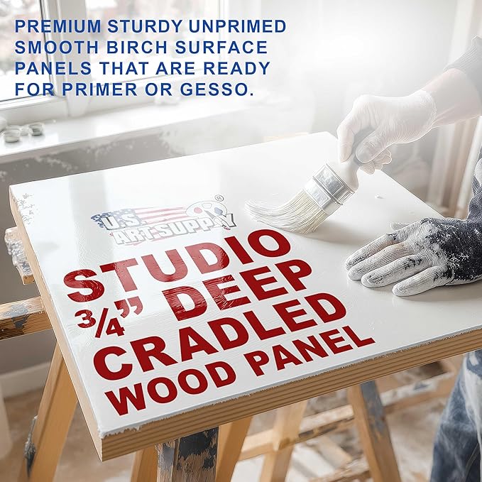 U.S. Art Supply 24" x 24" Unfinished Cradled Wood Panels - Image 3
