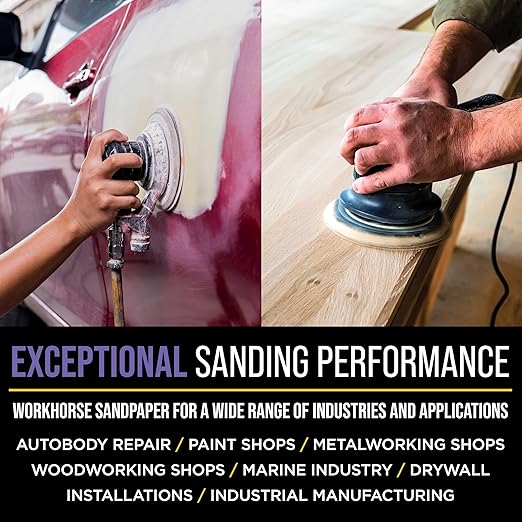 Dura-Gold Premium 1500 Grit 5" Purple Film Ceramic Sanding Discs, 8-Hole Pattern, Box of 50 - Dustless Hook & Loop Backing Sandpaper for DA & Random Orbital Sanders - Detail Color Sand Auto Paint Wood