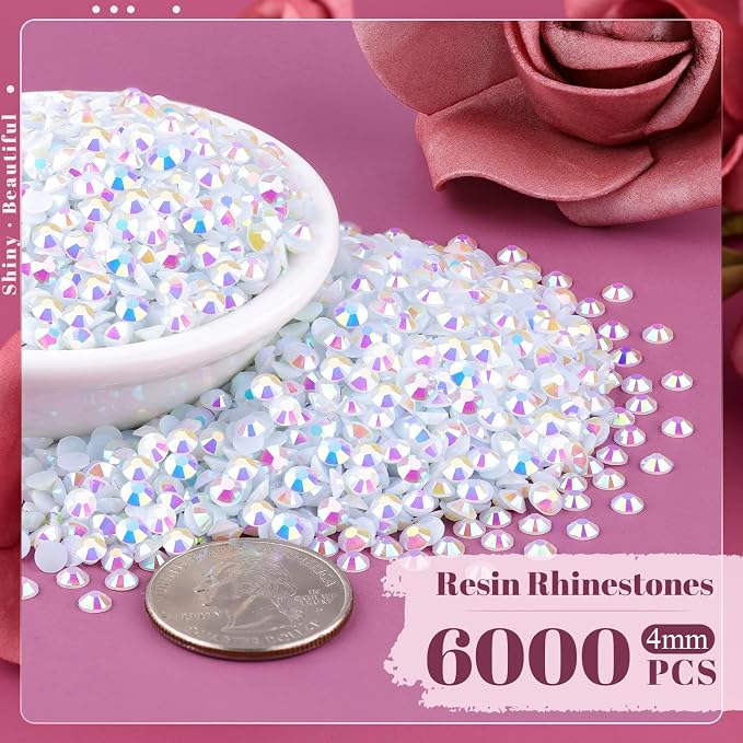 6000PCS 4mm Resin Jelly Rhinestones in Bulk, Bedazzling Flatback Crystals - Image 2