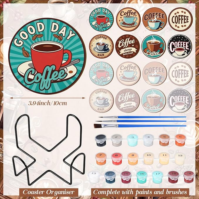 Reallnaive 8 Pcs Coffee Paint by Numbers Kit - Image 3
