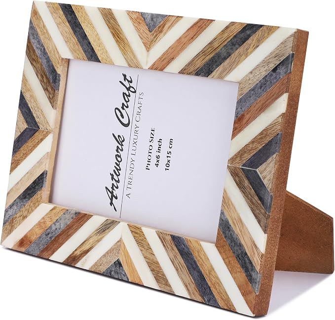 Handmade Picture Photo Frame Chevron Herringbone Art Inspired Vintage - Image 4