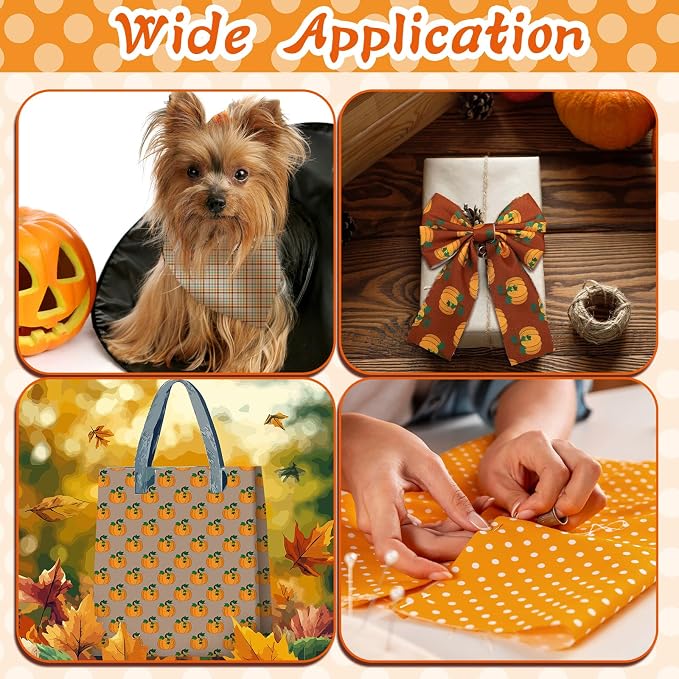 HunnmingRe 20 Pcs 10''x10'' Fall Quilting Fabric Square Autumn Pumpkin Precuts - Image 5