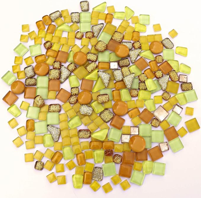 LITMIND 1.1LB Yellow Mixed Irregular Crystal Glass Mosaic Tiles - Image 4