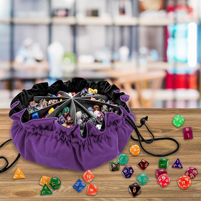 SIQUK Large Dice Bag with Pockets Big Capacity Dice Bag Drawstring Dice Pouch - Image 6