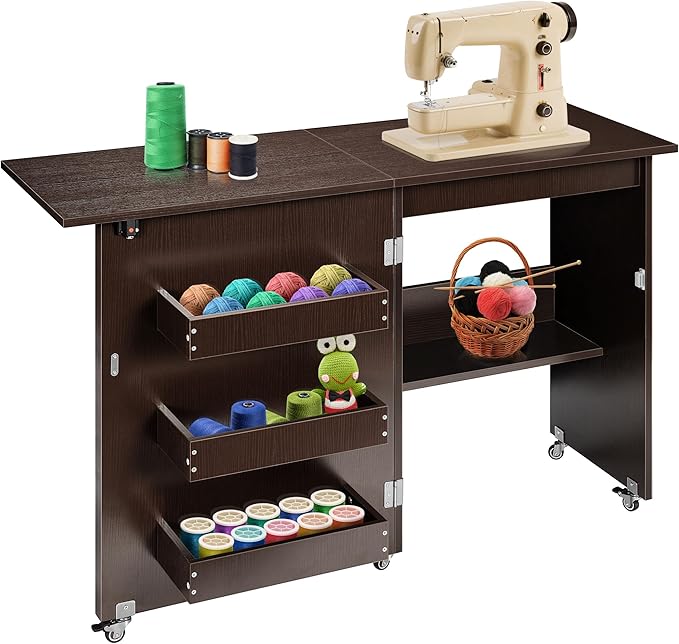 VIVOHOME Folding Sewing Table for Sewing Machine, Sewing Desk by VIVOHOME
